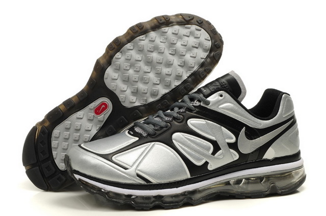 Mens Nike Air Max 2012 Leather Silver Black Shoes